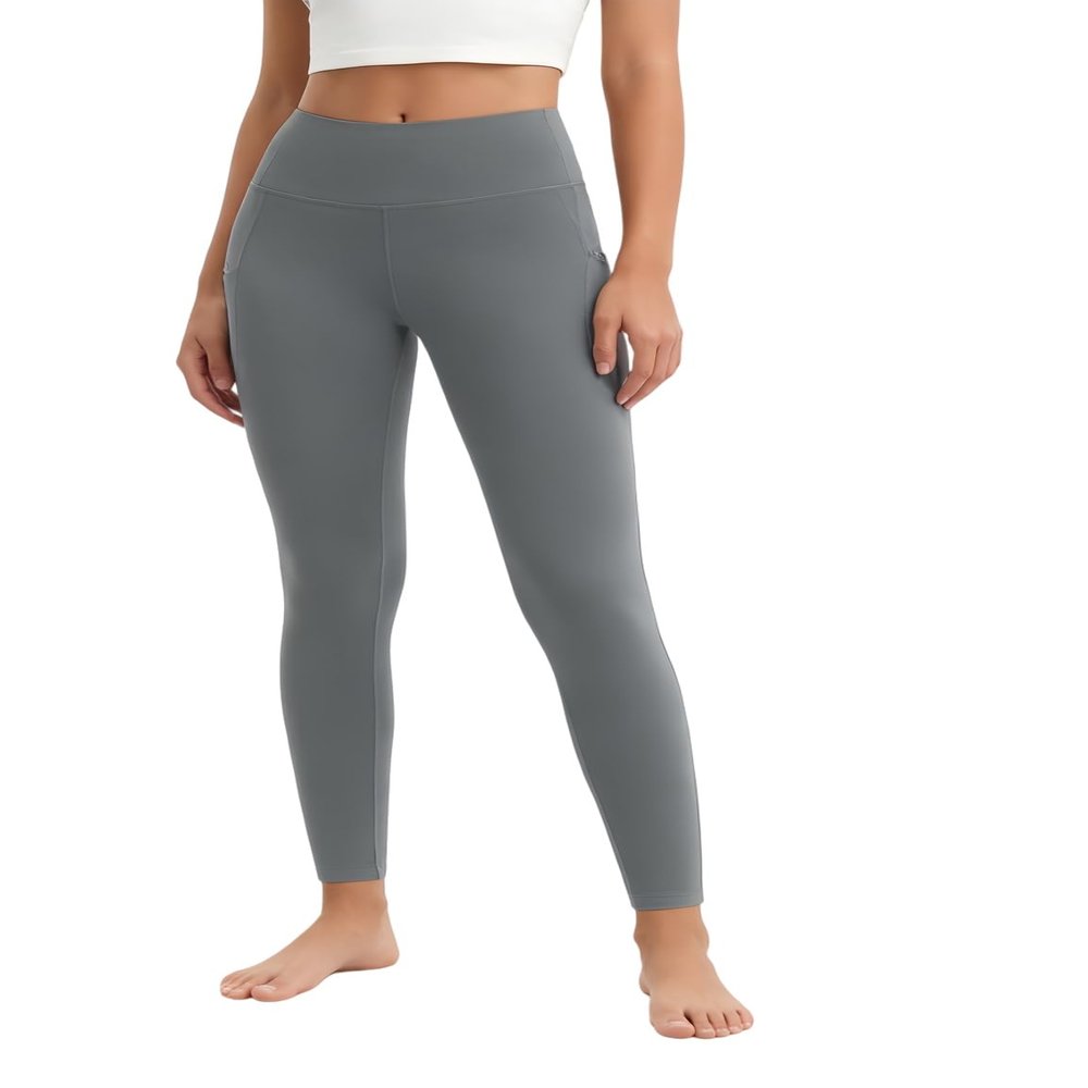 Emlovm Feece Lined Leggings for Women, Snow Pants Waterproof Insulated Winter Leggings Warm with Pockets Thermal Ski Pants Gray M
