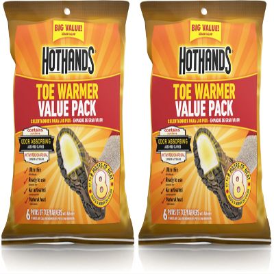HotHands Toe Warmers - Long Lasting Safe Natural Odorless Air Activated Warmers - Up to 8 Hours of Heat - 6 Pair (Pack of 2)