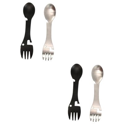 Anneome 2sets Practical Camping Cutlery Spork for Outdoor Multifunctional Outdoor Tool Lightweight Compact 2pcs*2