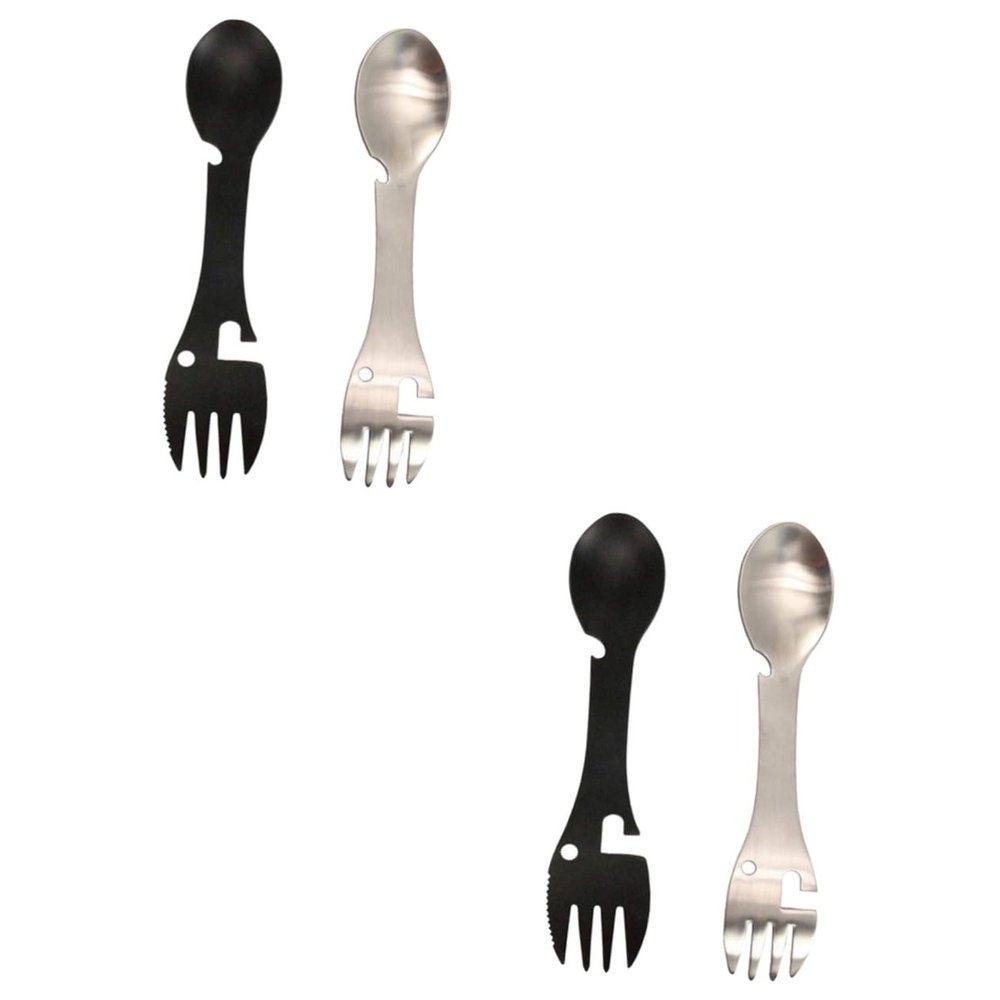 Anneome 2sets Practical Camping Cutlery Spork for Outdoor Multifunctional Outdoor Tool Lightweight Compact 2pcs*2