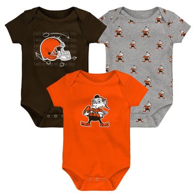 Outerstuff Newborn & Infant Cleveland Browns Team Starter 3-Pack Bodysuit Set