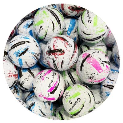 LostGolfBalls - 100 Recycled & Used SpeedSoft Ink Golf Balls for Taylormade, Mint Condition, AAAAA Quality, Mix of Blue, Green, Red, Pink