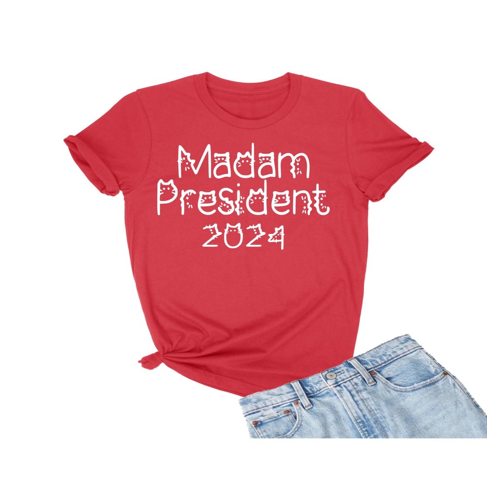 5X-Large Red Mens Madam President Spelled Out in Cats T-Shirt
