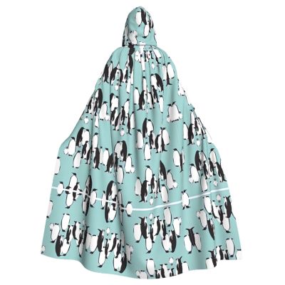 DRTGEDS Cute Penguins Unisex Adult Full Length Hooded Cape Full Length Halloween Christmas Costume Party Cloak