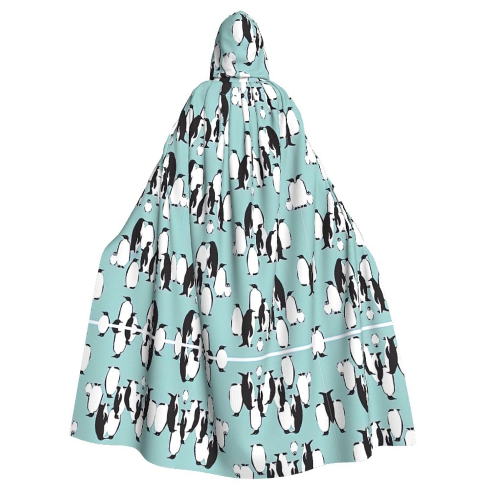 DRTGEDS Cute Penguins Unisex Adult Full Length Hooded Cape Full Length Halloween Christmas Costume Party Cloak