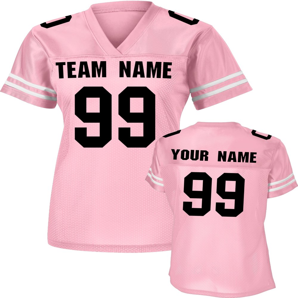 Custom Football Jerseys for Women Team Name & Number (Light Pink-3XL)