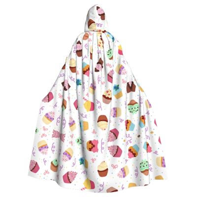 DRTGEDS Delicious Cupcakes Unisex Adult Full Length Hooded Cape Full Length Halloween Christmas Costume Party Cloak