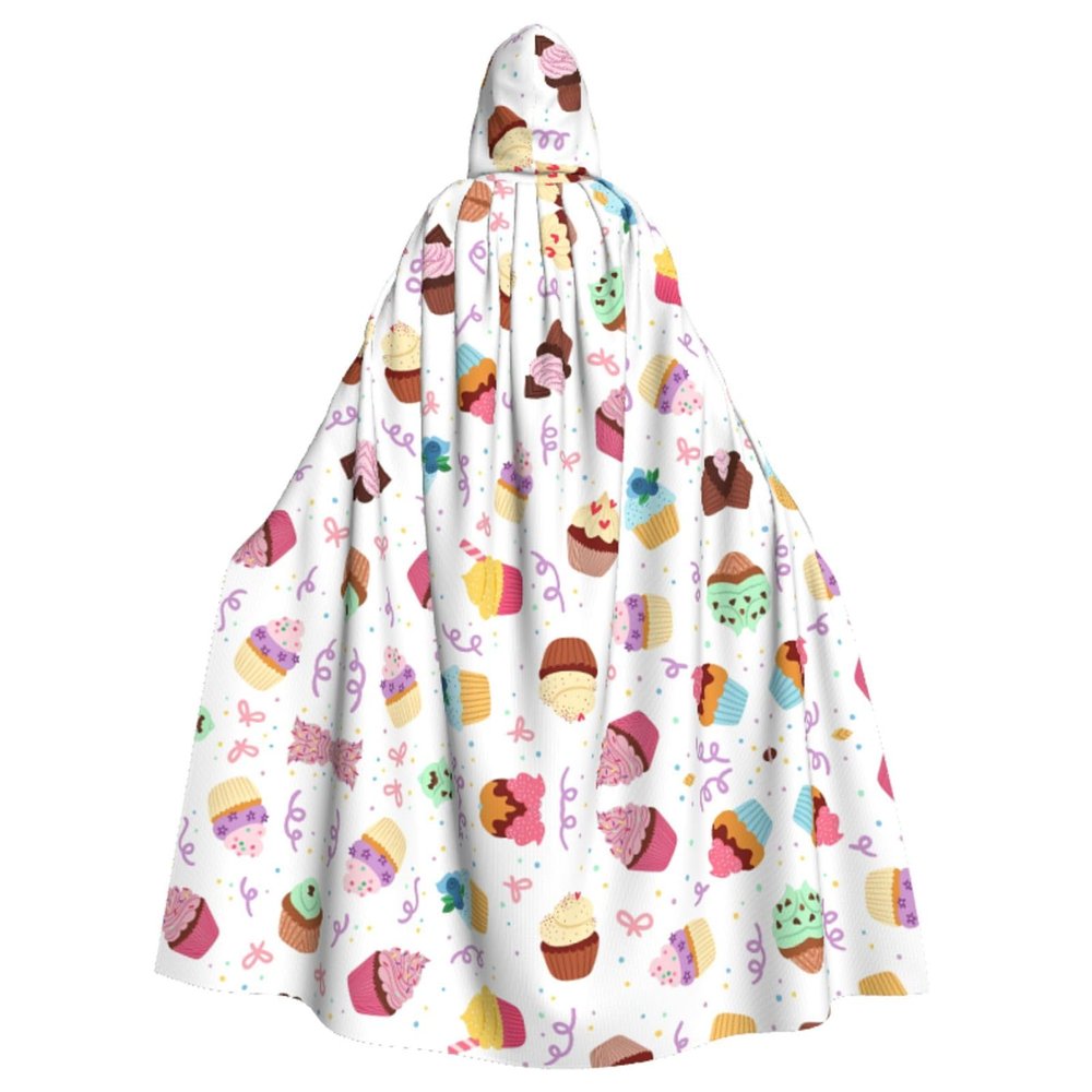DRTGEDS Delicious Cupcakes Unisex Adult Full Length Hooded Cape Full Length Halloween Christmas Costume Party Cloak