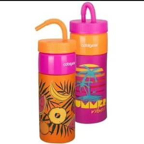 COOL GEAR Retro Hydration Reusable Drinking Bottle Get A Grip 24 Oz 2 Pack