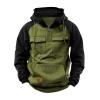 Men Quarter Zip Tactical Hooded Sweatshirt Fashion Multi Pocket Outdoor Sports Running Tops Vintage Casual Sweatshirt view 1