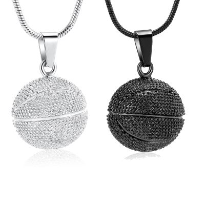 mingkejw Basketball Urn Necklace for Ashes Sport Cremation Jewelry Stainless Steel Football Memorial Necklaces Ash Holder for Human Pets Keepsake Jewelry for Sport Lover Men with Fill Tool,2pc