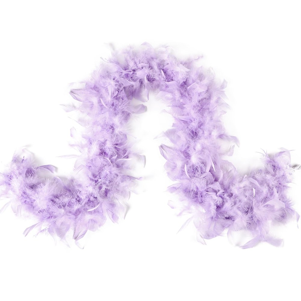 MAOFENG Chandelle Turkey Feather Boa 1.64 Yards 30g for Halloween Dancing Wedding Party DIY Craft Costume Decoration Feather Boa,Light Purple