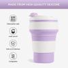 12oz Collapsible Cup for Traveling, Collapsible Silicone Travel Cup for Hot and Cold Drinks, Leak Proof Silicone Folding Travel Coffee Mug for Camping & Hiking, BPA Free Purple view 2