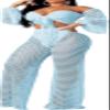 sexycherry Sexy Two Piece Bikini Sets for Women Vacation Blue Off The Shoulder Tube Top Long Straight Pants Cover Ups Swimwear Beach with Bandage(X-Large) view 1