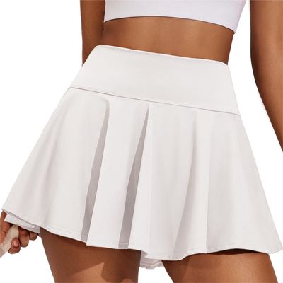 ELESOL Women's Tennis Skirt Pleated Sport Dress with Pocket Shorts High Waist Golf Sport Skirt Workout Pickleball White