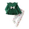 Ayzozuy Toddler Girl's Clothing Bow Tie High Low Long Sleeve Solid Color Top and Pants Girl's Fall/Winter Set (5-6T) view 1
