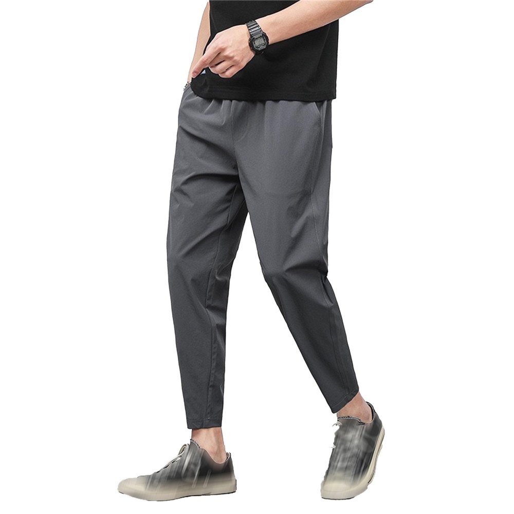 QOAAIE Casual Loose Jogger Pants for Men Solid Color Summer Slacks Cropped Pants Lightweight Workout Athletic Pants (Dark Grey,5X-Large)
