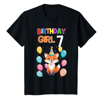 7th Birthday Shirt Girls Fox 7 Years Fox Birthday Girl 7 T-Shirt