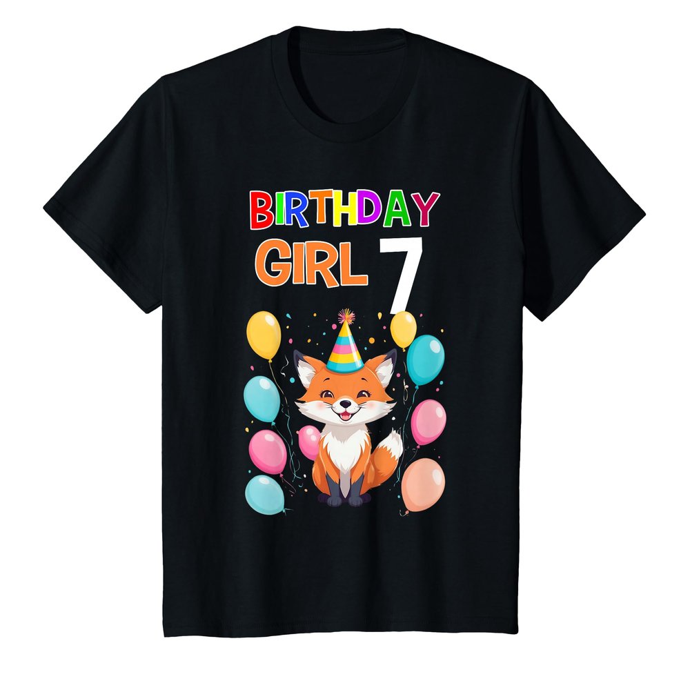 7th Birthday Shirt Girls Fox 7 Years Fox Birthday Girl 7 T-Shirt