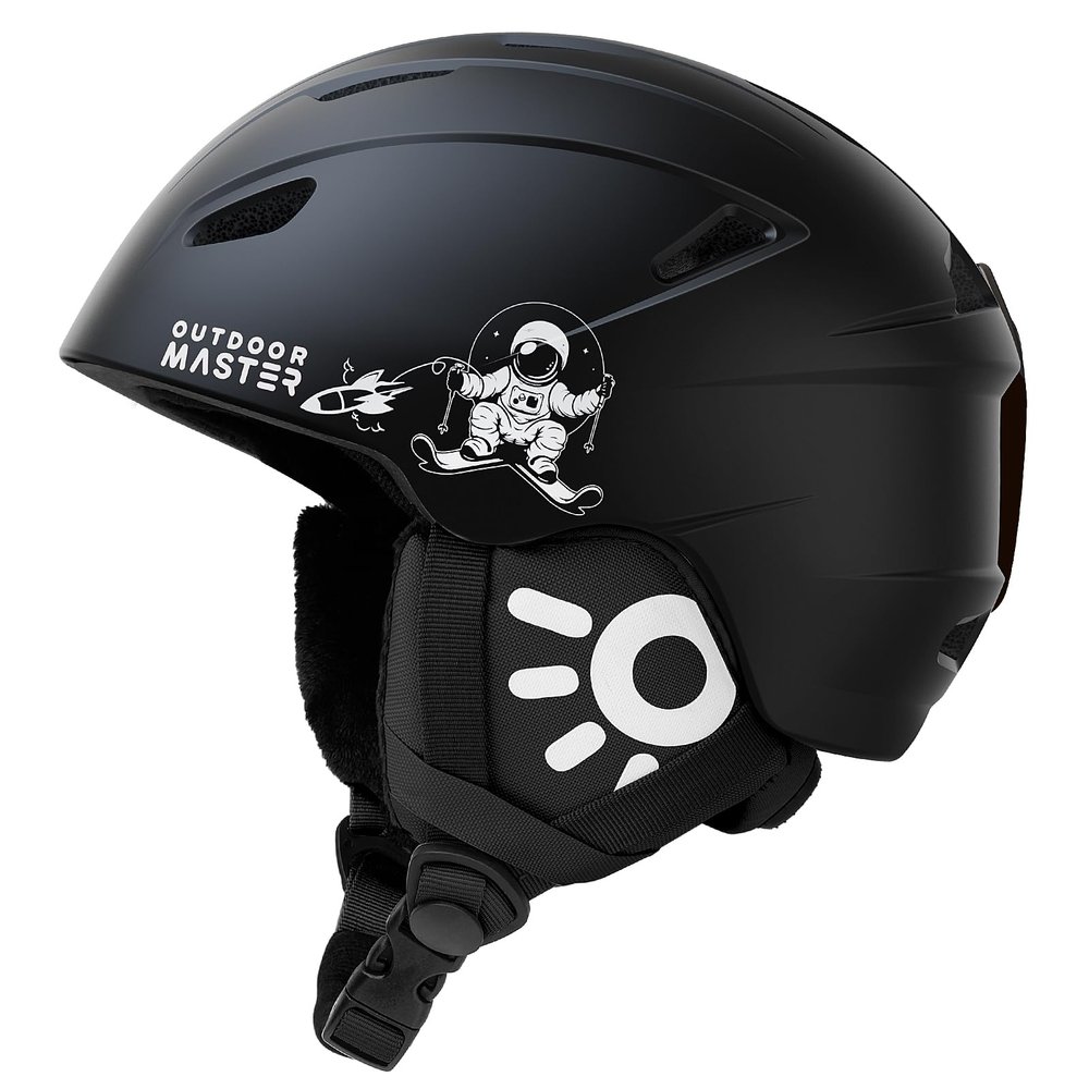 OutdoorMaster Anoa Kids Ski Helmet - Snowboard Helmet for Children - Adjustable Snow Helmet, Certified Snow Sports Helmet for Boys, Girls & Youth - Black, XS
