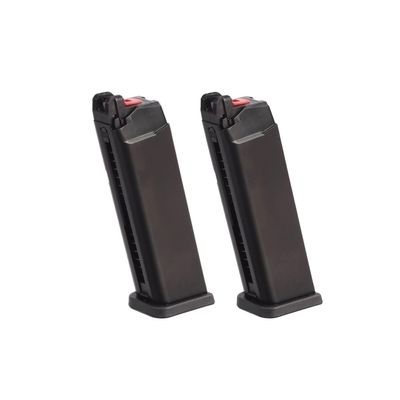 Lancer Tactical 26 Round Metal Steel Green Gas Airsoft Magazine Two Pack for Glock Version x WE-Tech Galaxy GX001 (Color: Black)