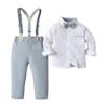 Boarnseorl Baby Boys Pants Sets,Toddler Gentleman Outfits, Infant Long Sleeve Shirt + Pants + Bow Tie + Suspenders,12-18M view 1
