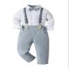 Boarnseorl Baby Boys Pants Sets,Toddler Gentleman Outfits, Infant Long Sleeve Shirt + Pants + Bow Tie + Suspenders,12-18M view 2