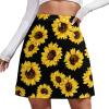 Sunflower Short Skirt Culottes Womens Athletic Skorts Golf Skirts Mini Skirt High Waist Breathable Exercise Skort Black view 1