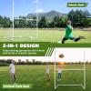 GYMAX Soccer Goal, 2 in 1 Net & Football Goal Post, 65" x 43" Kids Goal Set with Ground Stakes & Fixing Buckles, Quick Assembly UPVC Soccer Goal, Portable Backyard view 2
