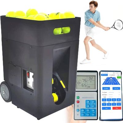 JINGEDD Portable Tennis Ball Machine, Automatic Tennis Ball Launcher, Adjustable Launching Angle, Speed, 50 Large Capacity, for Tennis Training, Competitions, Teaching