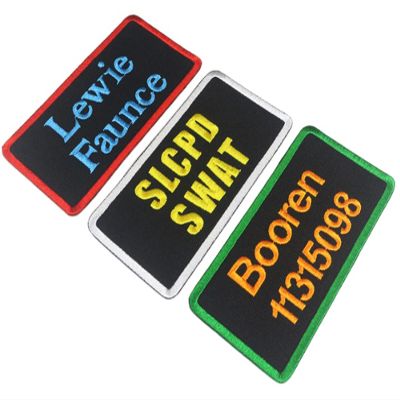JXJAEMB Custom Embroidery Name Patches,2PCS Personalized Military Number Tag, Hook Fasten/Iron On Tactical Badges for Cap Clothing Backpacks Vest (Black)
