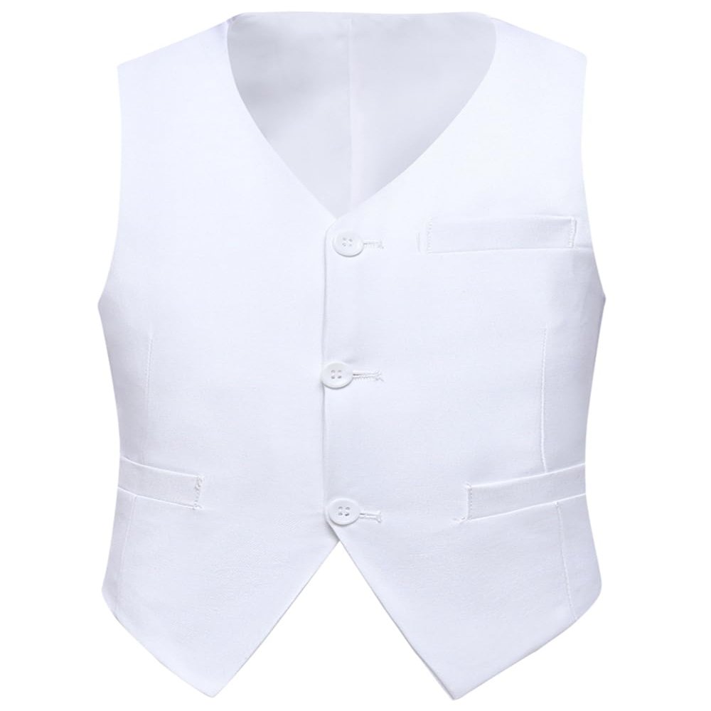 Visaccy Boys Formal Suit Vest - Toddler Size 5T, White, First Communion Outfit