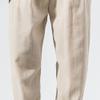Mens Casual Cotton Linen Pants Drawstring Waist Athletic Jogger Sweatpants Vintage Solid Loose Tapered Slacks (Apricot,Large) view 3
