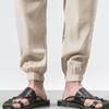 Mens Casual Cotton Linen Pants Drawstring Waist Athletic Jogger Sweatpants Vintage Solid Loose Tapered Slacks (Apricot,Large) view 4