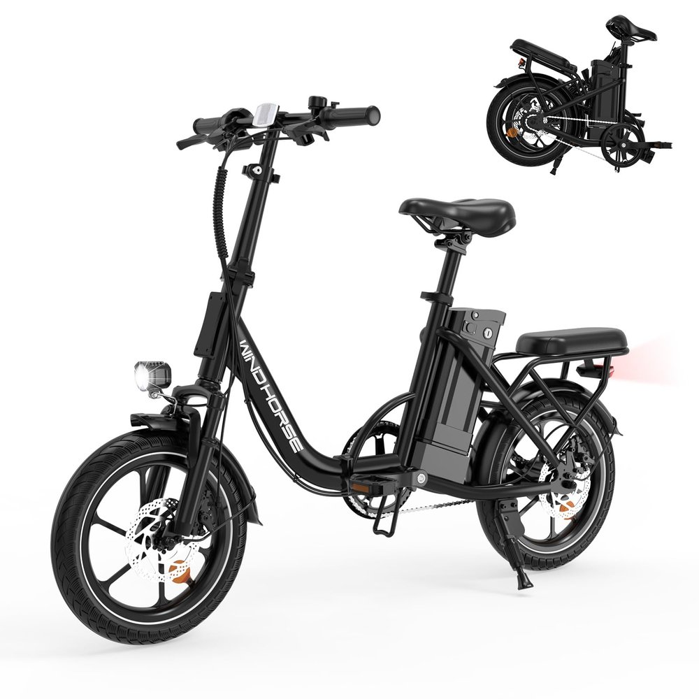 RIDWIND Folding Electric Bike for Adults, 16" Electric Bicycle