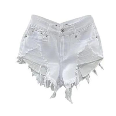 Dawery Summer Women's White Jeans Shorts Hole Ripped High Waist Denim Shorts (X-Small,White)