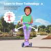 TONBUX Kids Scooter with Seat, 3 Wheels Scooter with PU Luminous Wheels, Non-Slip Handle and Wide Deck, Sensitive Brakes, 4-Level Adjustable Height, Scooters for Kids 28 Years Purple view 4