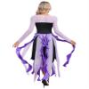 Vxuxlje Women's Sea Witch Costume Villain Mermaid Cosplay Outfits Mesh Long Sleeve Long Dress Purple Small view 4
