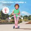 TONBUX Kids Scooter with Seat, 3 Wheels Scooter with PU Luminous Wheels, Non-Slip Handle and Wide Deck, Sensitive Brakes, 4-Level Adjustable Height, Scooters for Kids 28 Years Pink view 4