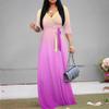Summer Dresses for Women Tummy Control Sexy 3/4 Sleeves Deep V-Neck Flowy Floor Length Plus Size Maxi Dress with Belt view 3