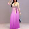 Summer Dresses for Women Tummy Control Sexy 3/4 Sleeves Deep V-Neck Flowy Floor Length Plus Size Maxi Dress with Belt view 4
