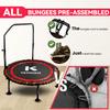 K KENSONE 40" Foldable Rebounder Trampoline for Adults with Bungee, 450 LBS Quiet Indoor Mini Trampoline for Adults Fitness with Adjustable U-Shaped Handle Bar for Gym Workout, Home Exercise, Red view 3