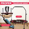 K KENSONE 40" Foldable Rebounder Trampoline for Adults with Bungee, 450 LBS Quiet Indoor Mini Trampoline for Adults Fitness with Adjustable U-Shaped Handle Bar for Gym Workout, Home Exercise, Red view 4