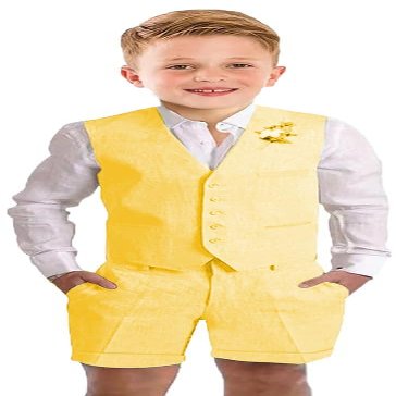 Kids Suits for Boys Casual Summer Linen Bright Yellow Suit Boys Suit Set Size 5 Kids Formal Wedding Outfit Boy Dress Clothes