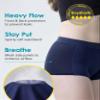 Neione Women Period Underwear Heavy Flow Cotton High-Waisted Sleep Boyshort Menstrual Panties Holds 5 Tampons Boxer Briefs 3 Pack Advocate L view 4