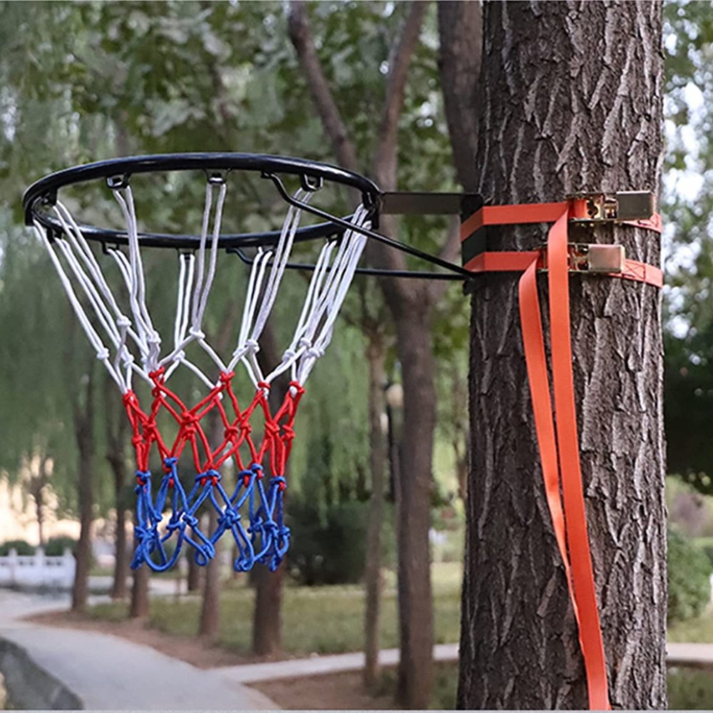 CUIYMXSC Basketball Hoop, Telephone Pole Basketball Hoop Rim Wall-Mounted, Durable Stable Metal Basketball Goal (45cm Rim)