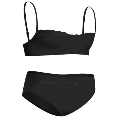 ABAFIP Men's Sissy Bra Floral Lace Panties set Crossdressing Outfits Bowknot Bikini Briefs Underwear Clothes Black X-Large