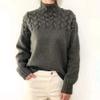 2024 Winter Fall Long-Sleeved Turtleneck Solid Color Knitted Sweater Pullover top Womens Cable Knit Oversized Soft Fuzzy Knit Tunic Sweater Jacket Cardigan Pullover Sweater (Grey,S) view 2