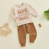 aporake Infant Boy Fall Clothes Baby Boy Winter Outfit Toddler Clothing Contrast Color Letter Print Sweatshirt Tops Pants Set (Brown-3, 0-6 Months) view 3