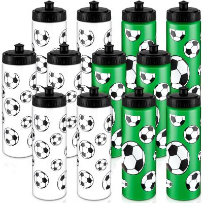Skybooly 12 Pcs Soccer Water Bottle Bulk 20 oz Sports Ball Cup Accessories Reusable Squeeze Water Bottle for Sports, Party Favor, Players, Lovers, Team Gifts, Gym, Bike Cage
